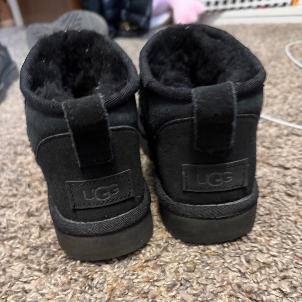 UGG Black Suede Plush-Lined Ankle Boots